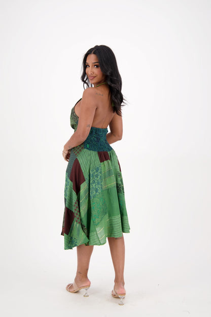 Patchwork Halter Middy Dress PAT - 3275 - Advance Apparels Inc