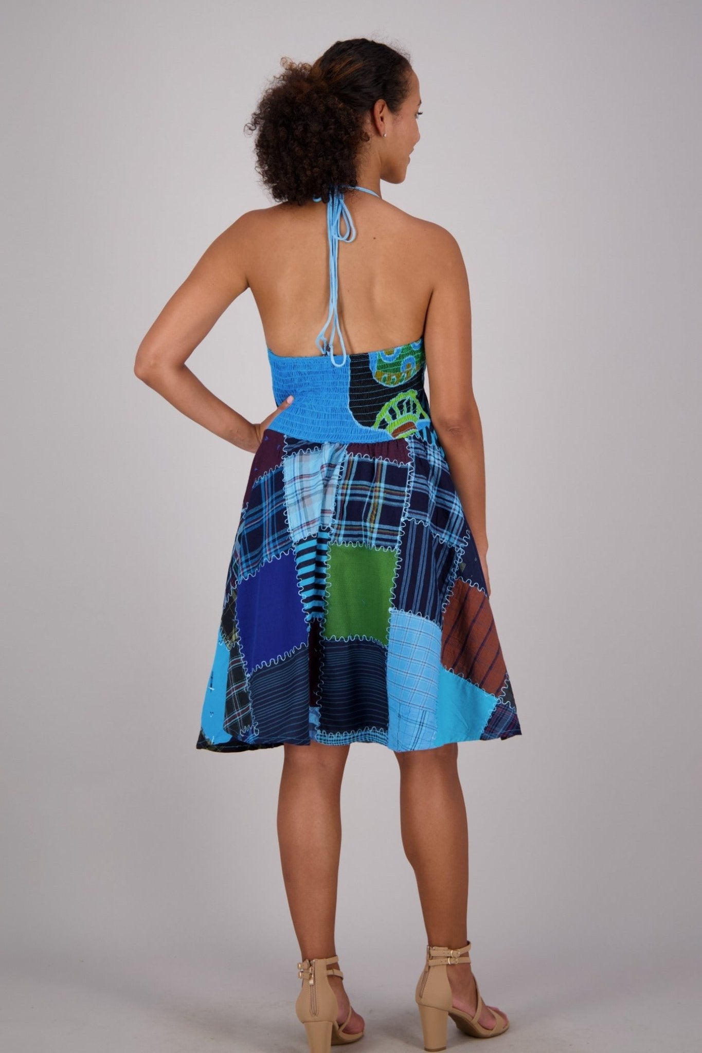 Patchwork Halter Middy Dress PAT - 3275 - Advance Apparels Inc