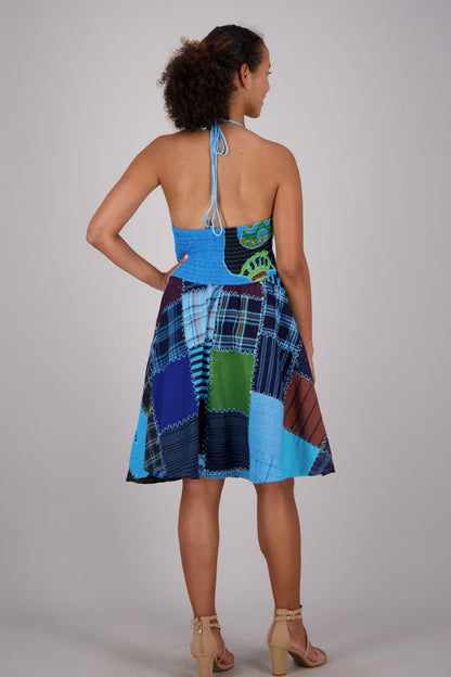 Patchwork Halter Middy Dress PAT - 3275 - Advance Apparels Inc