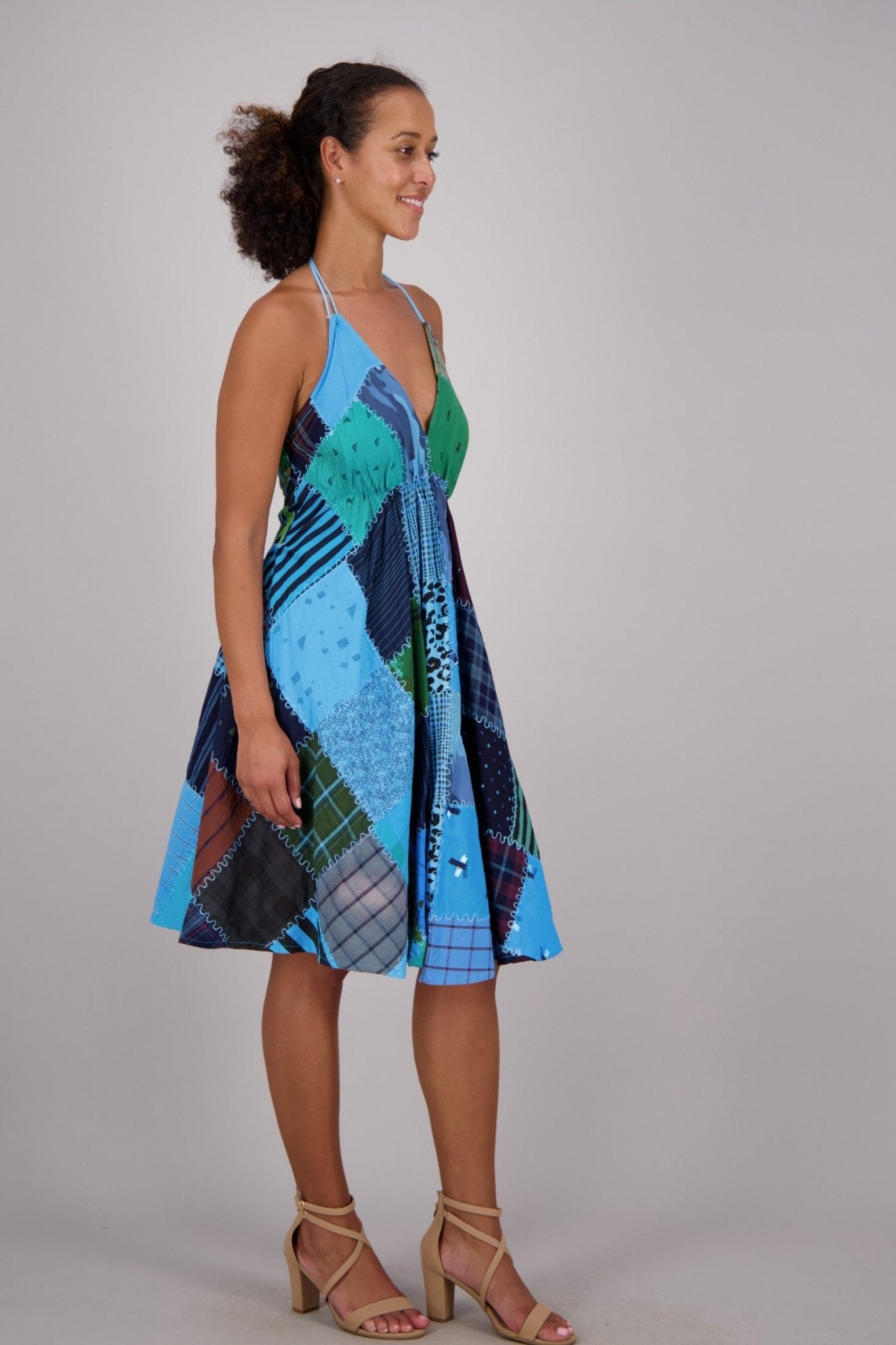 Patchwork Halter Middy Dress PAT - 3275 - Advance Apparels Inc