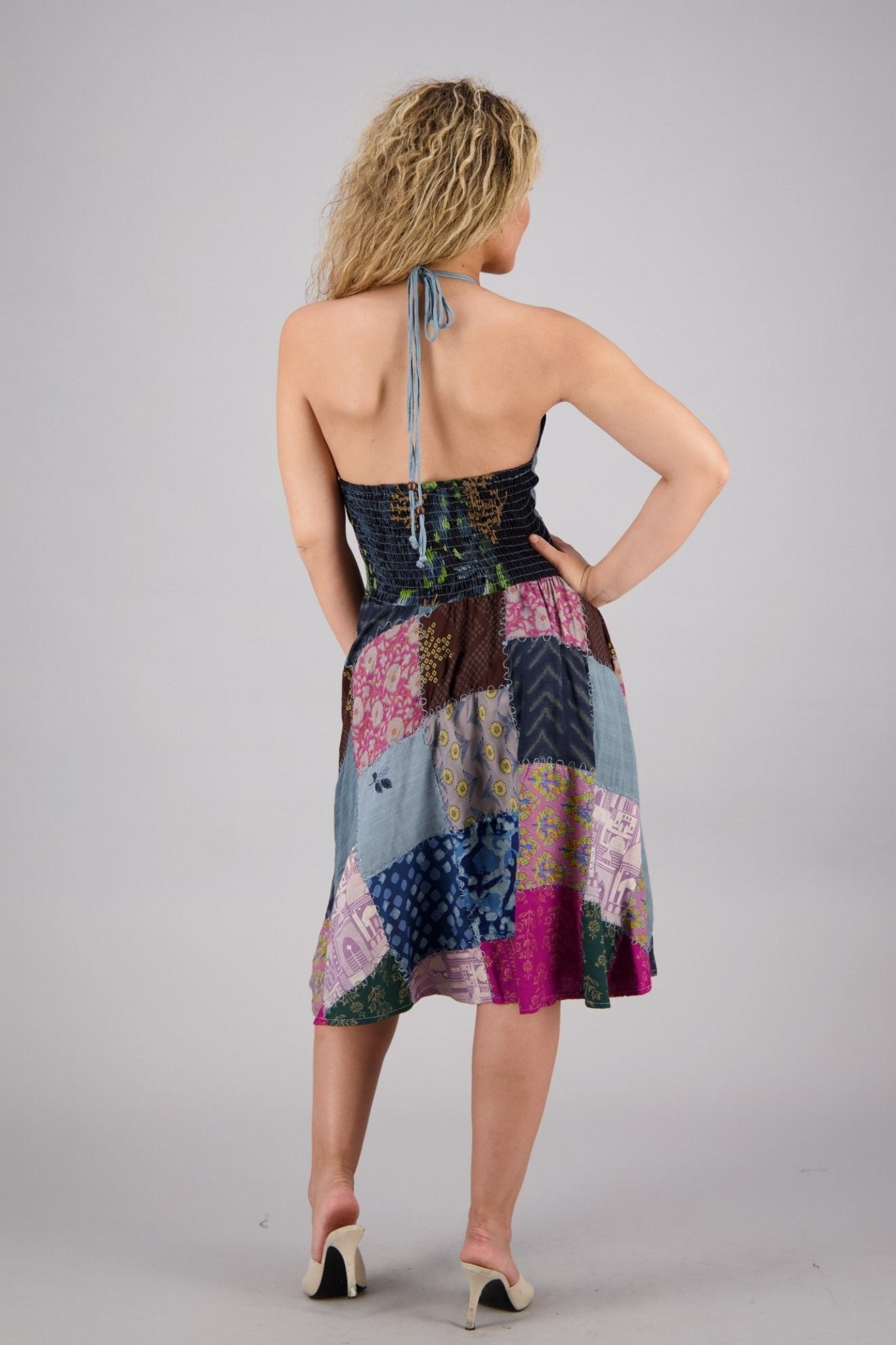 Patchwork Halter Middy Dress PAT - 3275 - Advance Apparels Inc