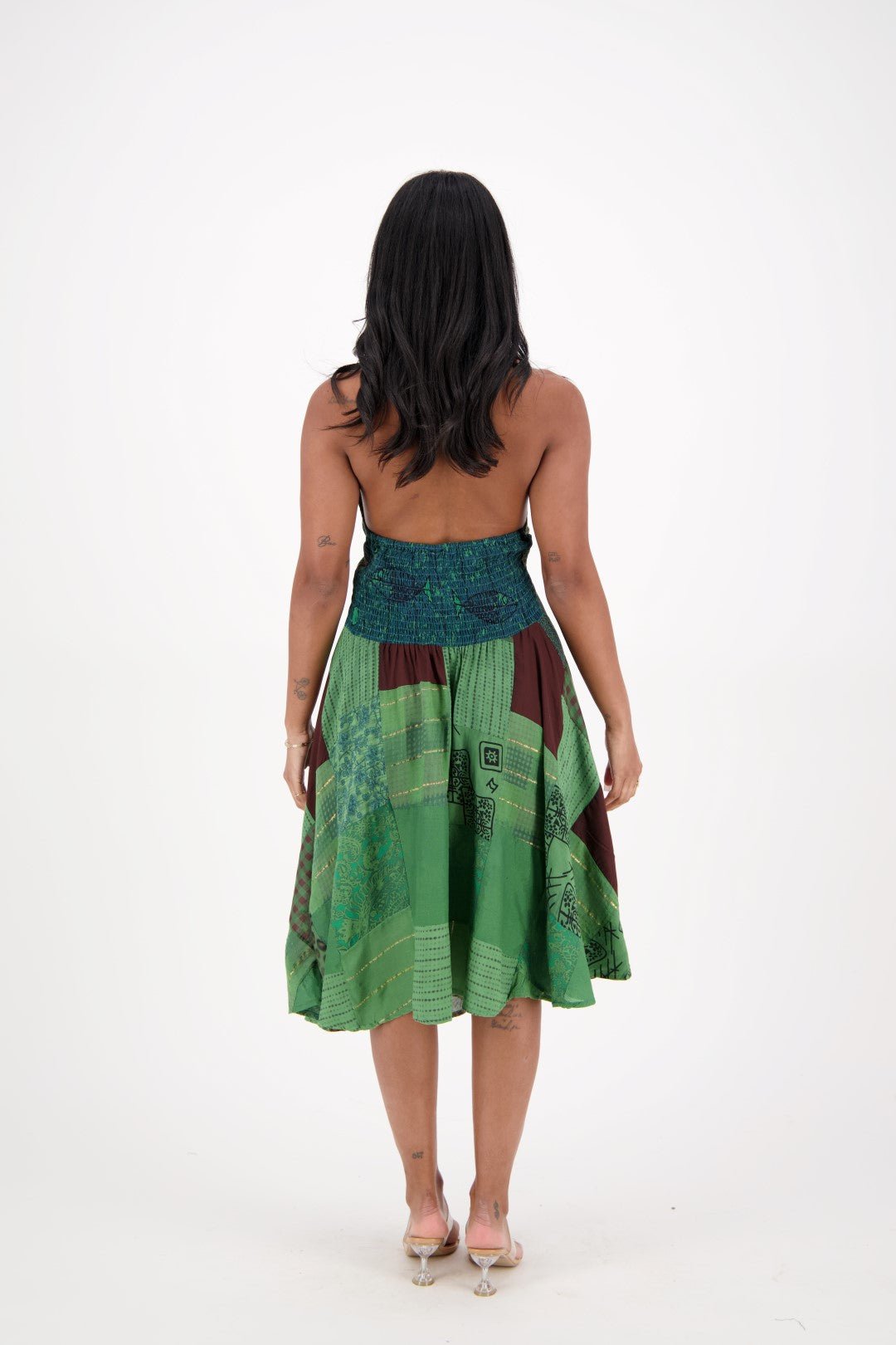 Patchwork Halter Middy Dress PAT - 3275 - Advance Apparels Inc