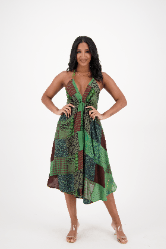Patchwork Halter Middy Dress PAT - 3275 - Advance Apparels Inc