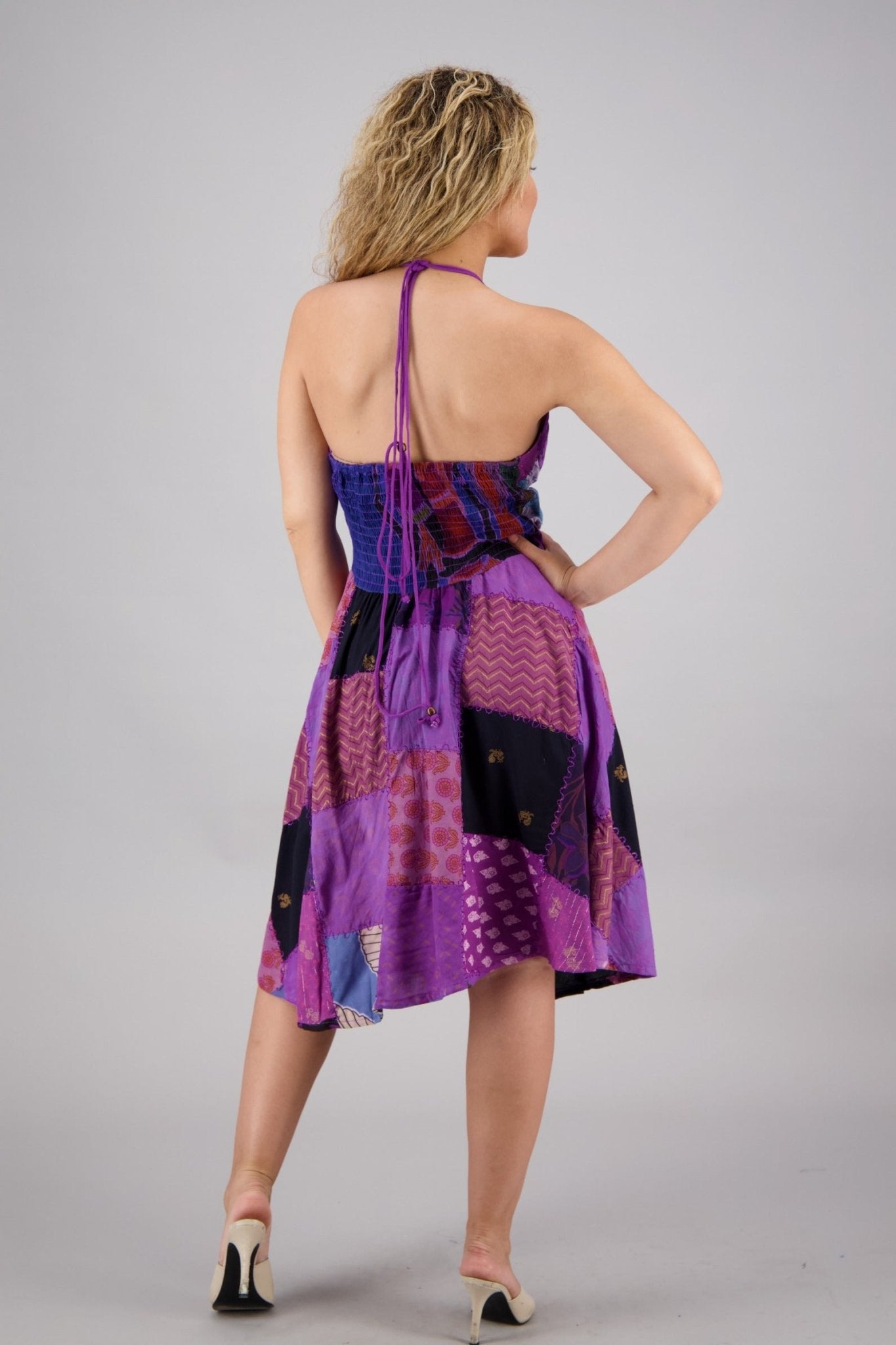 Patchwork Halter Middy Dress PAT - 3275 - Advance Apparels Inc