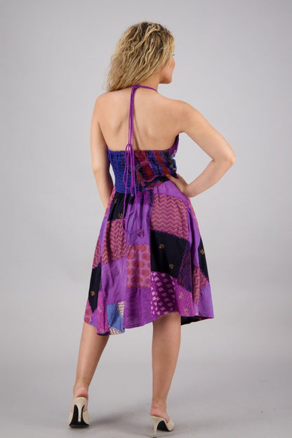 Patchwork Halter Middy Dress PAT - 3275 - Advance Apparels Inc