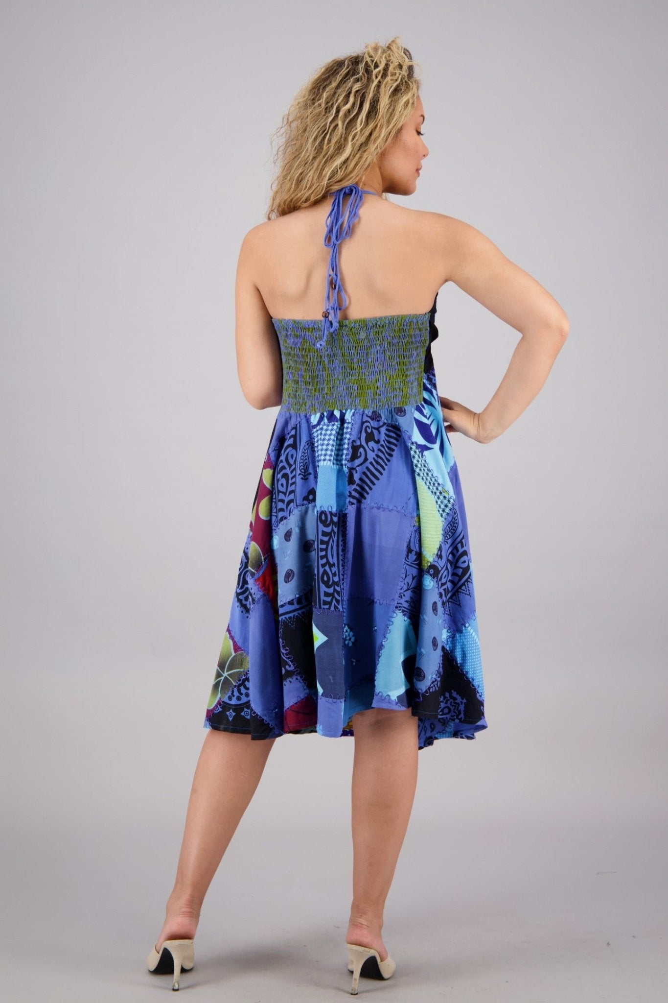 Patchwork Halter Middy Dress PAT - 3275 - Advance Apparels Inc
