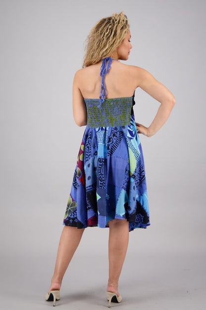 Patchwork Halter Middy Dress PAT - 3275 - Advance Apparels Inc