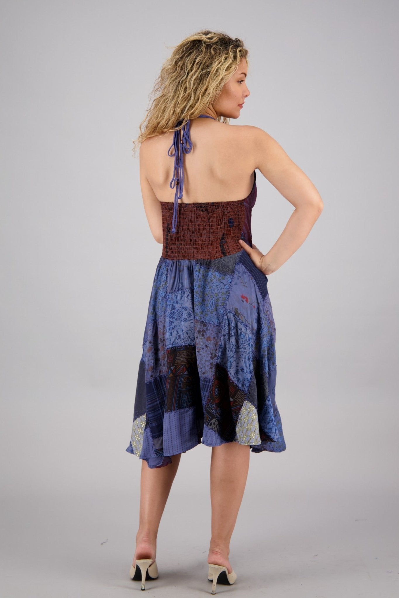 Patchwork Halter Middy Dress PAT - 3275 - Advance Apparels Inc