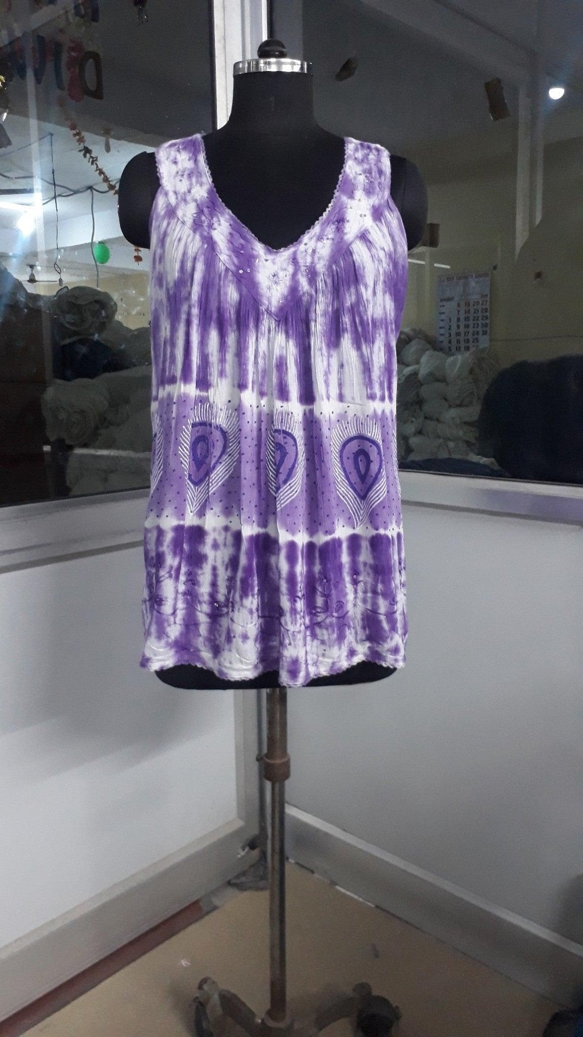 Peacock Feather Sequins Tank Top 19238 - Advance Apparels Inc