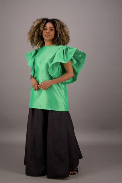 Petal Sleeve Solid Color Blouse AT - 2470 - Advance Apparels Inc