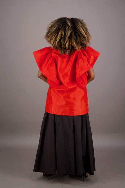 Petal Sleeve Solid Color Blouse AT - 2470 - Advance Apparels Inc