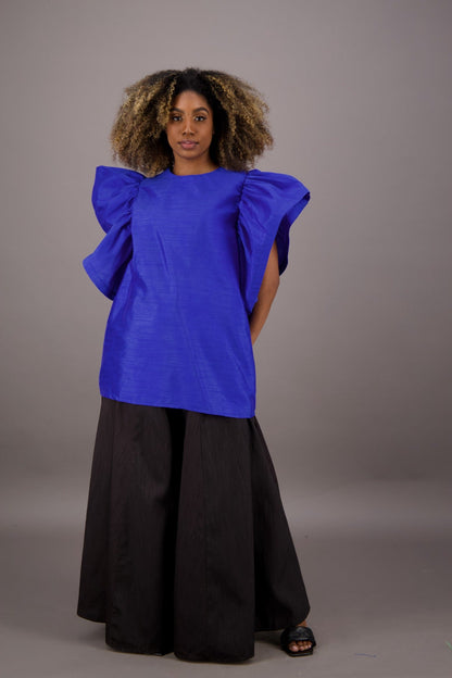 Petal Sleeve Solid Color Blouse AT - 2470 - Advance Apparels Inc