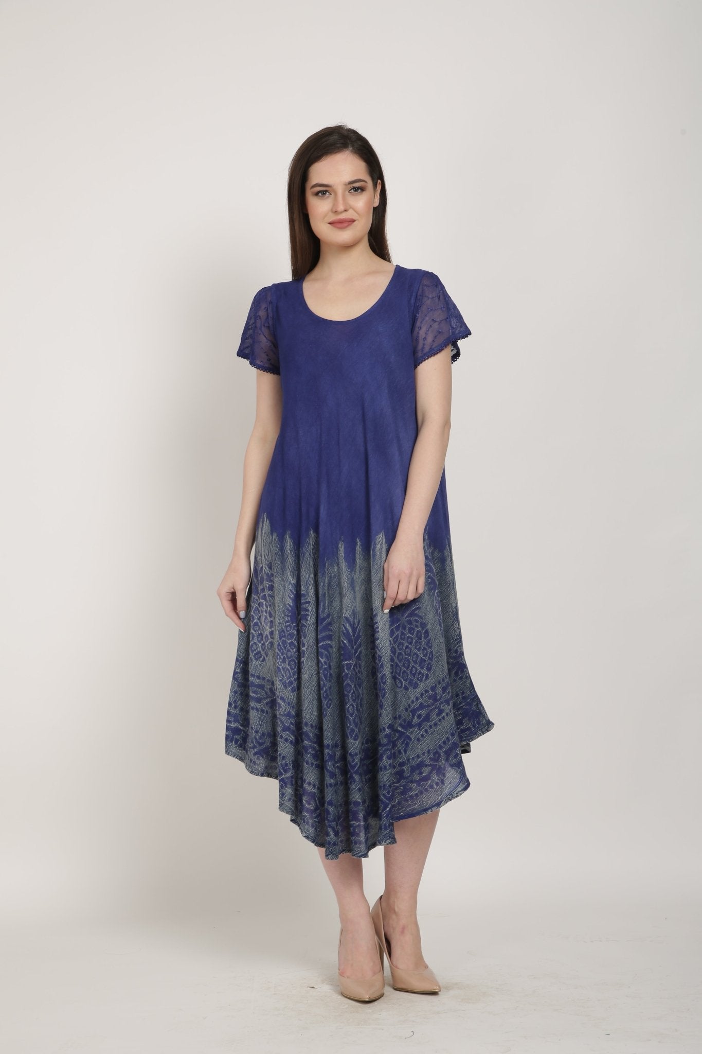 Pineapple Block Print Tie Dye A-Line Dress UDS52-2431 Grey / One Size Fits Most Pineapple Block Print Tie Dye A-Line Dress UDS52-2431 Grey / One Size Fits Most