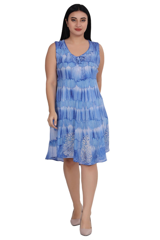 Pineapple Block Print Tie Dye Dress 362203RD - Advance Apparels Inc