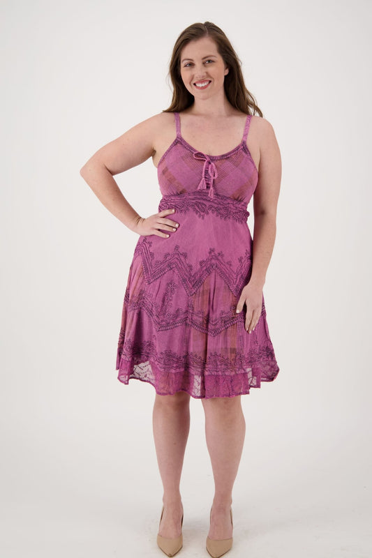 Plaid Panel Mid-Length Renaissance Dress (S/M - L/XL) 7 Colors 151304 - Advance Apparels Inc
