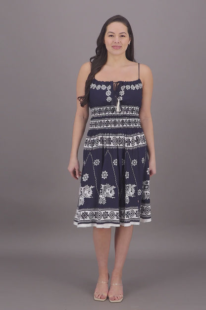 Elephant Block Print Batik Dress 2833