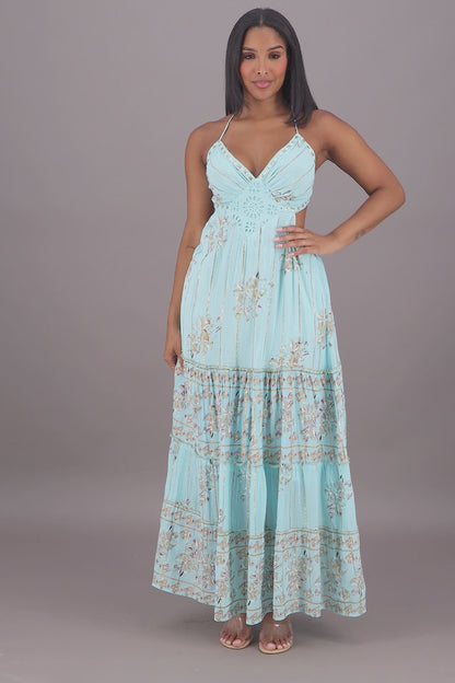 Open-Back Floral Maxi Dress 24714