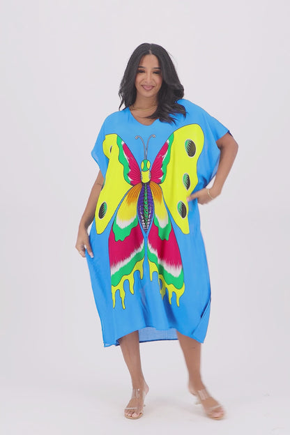 Butterfly Print Long Kaftan TH2035