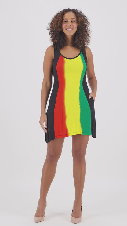 Open Back Rasta Middy Dress R-482