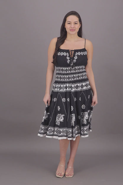 Elephant Block Print Batik Dress 2833