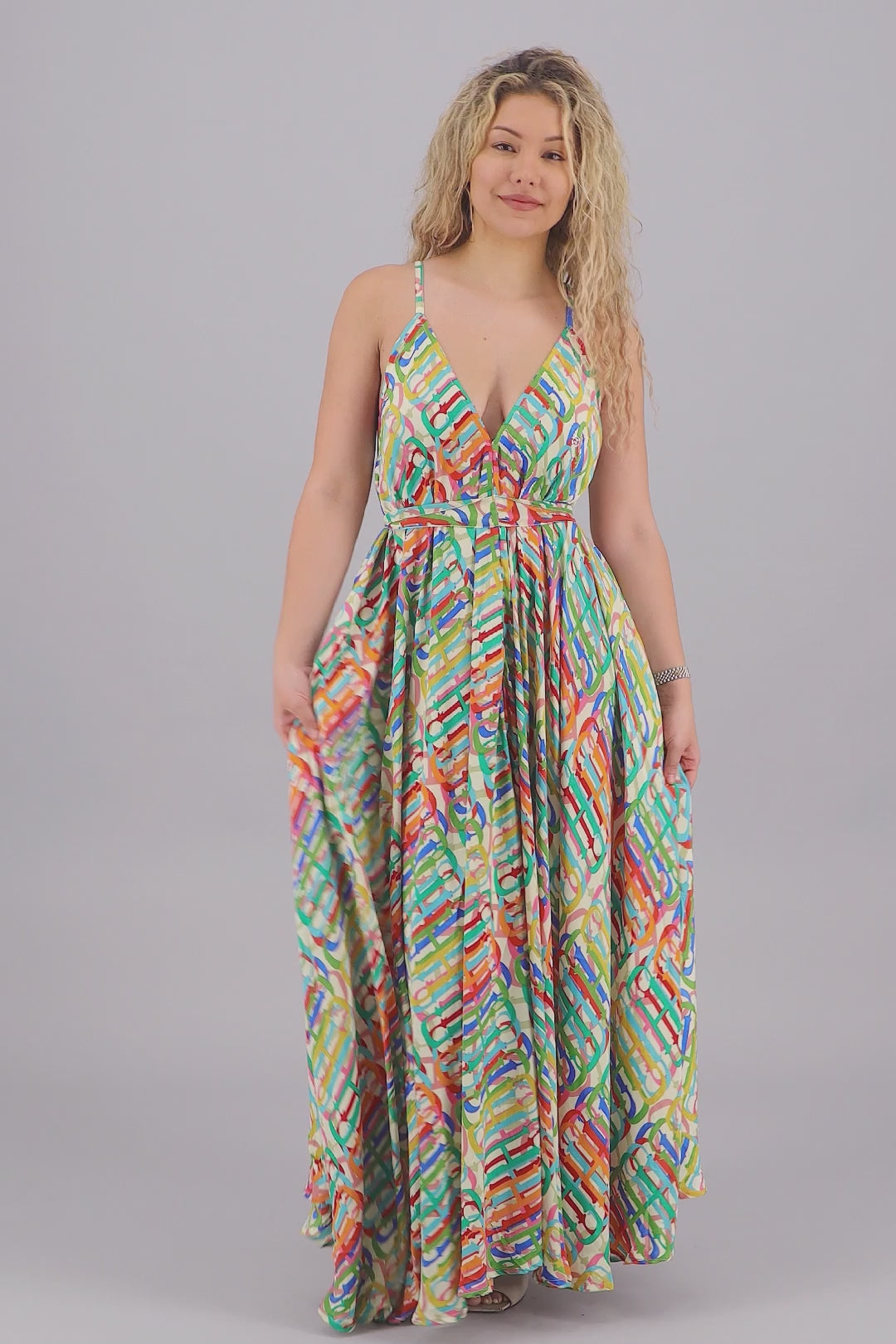 Pastel Pop Theme Silk Dress AB16065