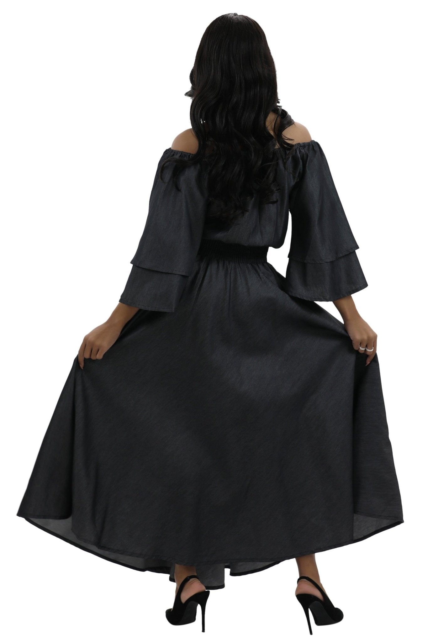 Princess Ankara Denim Dress 2197 - Advance Apparels Inc