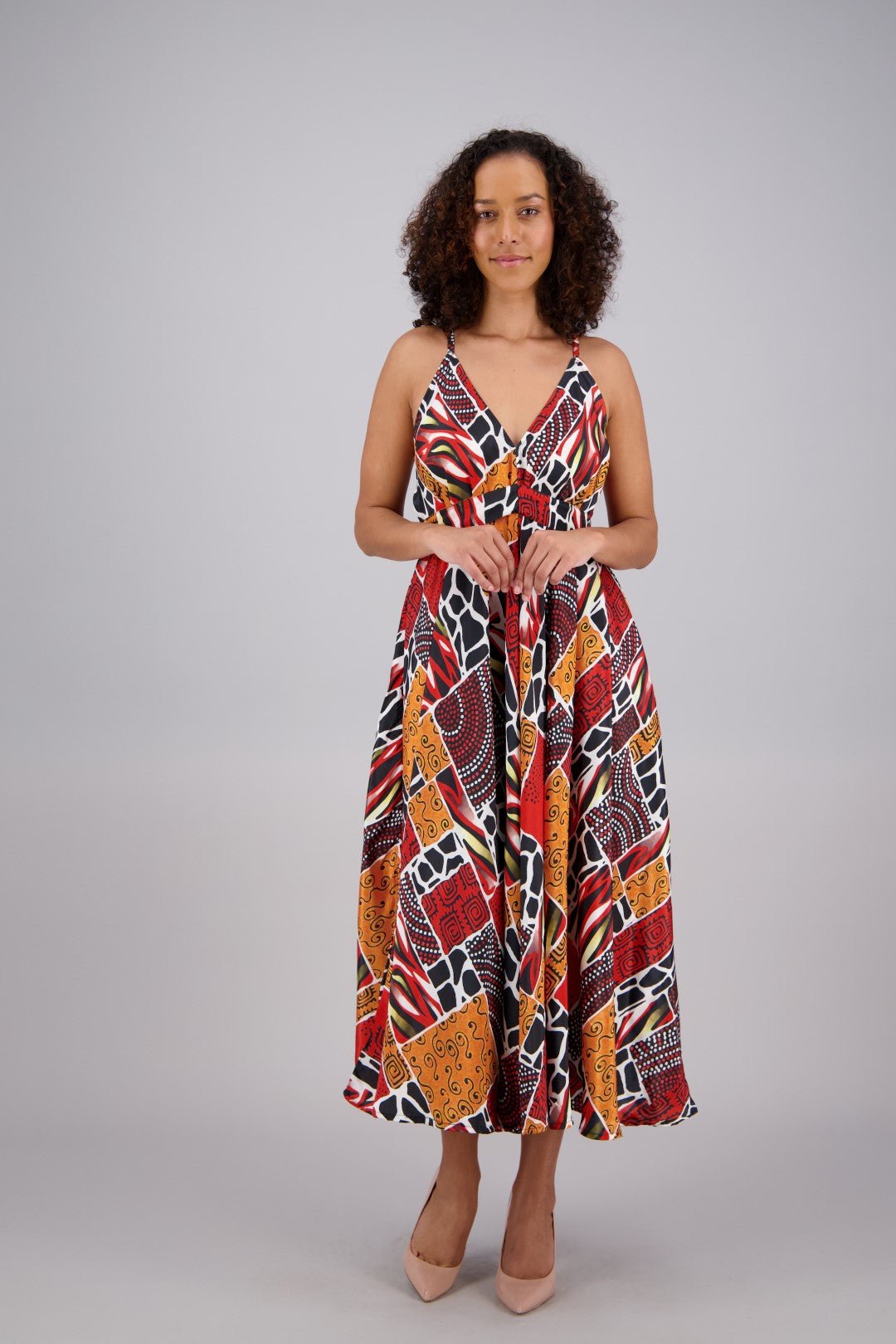 Printed Silk Maxi Dress AB160230 - Advance Apparels Inc