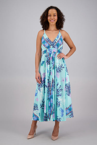 Printed Silk Maxi Dress AB16054 - Advance Apparels Inc