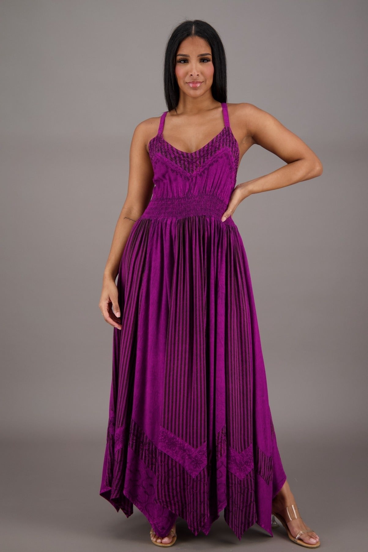 acid wash maxi dress PCFG Women's Free Heaven Acid Wash Long Dress