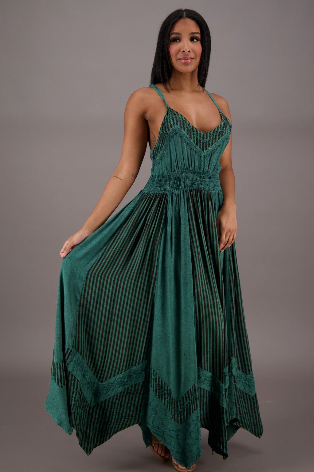 Regal Flair Acid Wash Maxi Dress One Size Fits Most / C3 Regal Flair Acid Wash Maxi Dress One Size Fits Most / C3