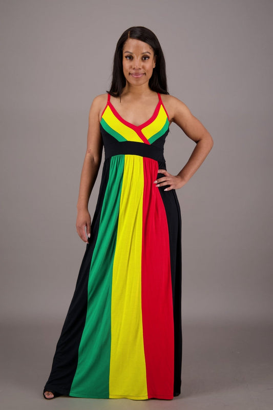 Reggae Radiance Rasta Maxi Dress R - 490 - Advance Apparels Inc