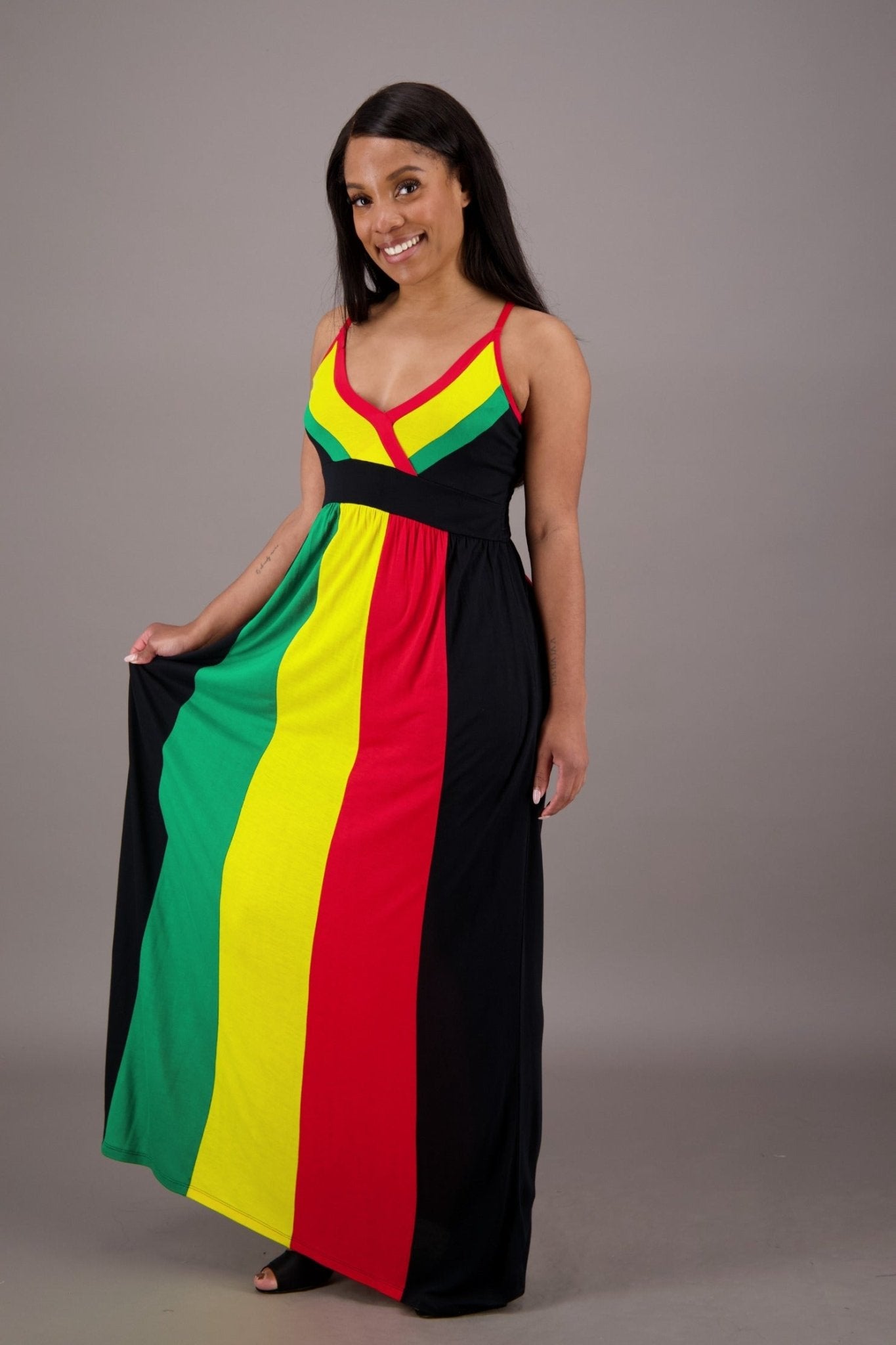 Reggae Radiance Rasta Maxi Dress R - 490 - Advance Apparels Inc