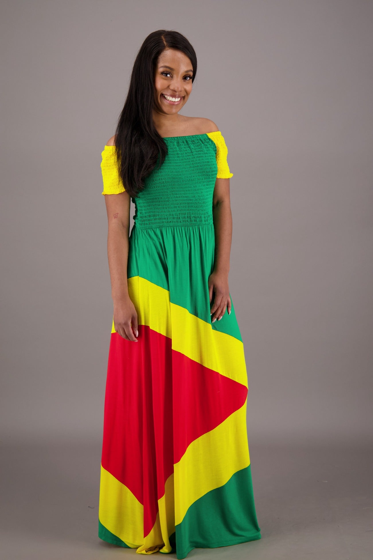 Reggae Sunrise Rasta Maxi Dress R - 489 - Advance Apparels Inc