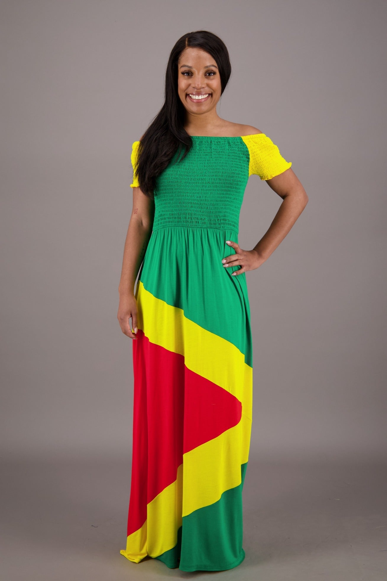 Reggae Sunrise Rasta Maxi Dress R - 489 - Advance Apparels Inc