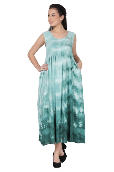 Resort Breeze Sleeveless Tie-Dye Smocked Dress 522193-EL - Advance Apparels Inc