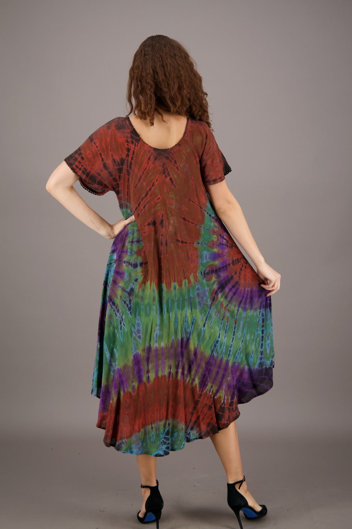 Retro Tie Dye Cap Sleeve Dress 24682 - Advance Apparels Inc