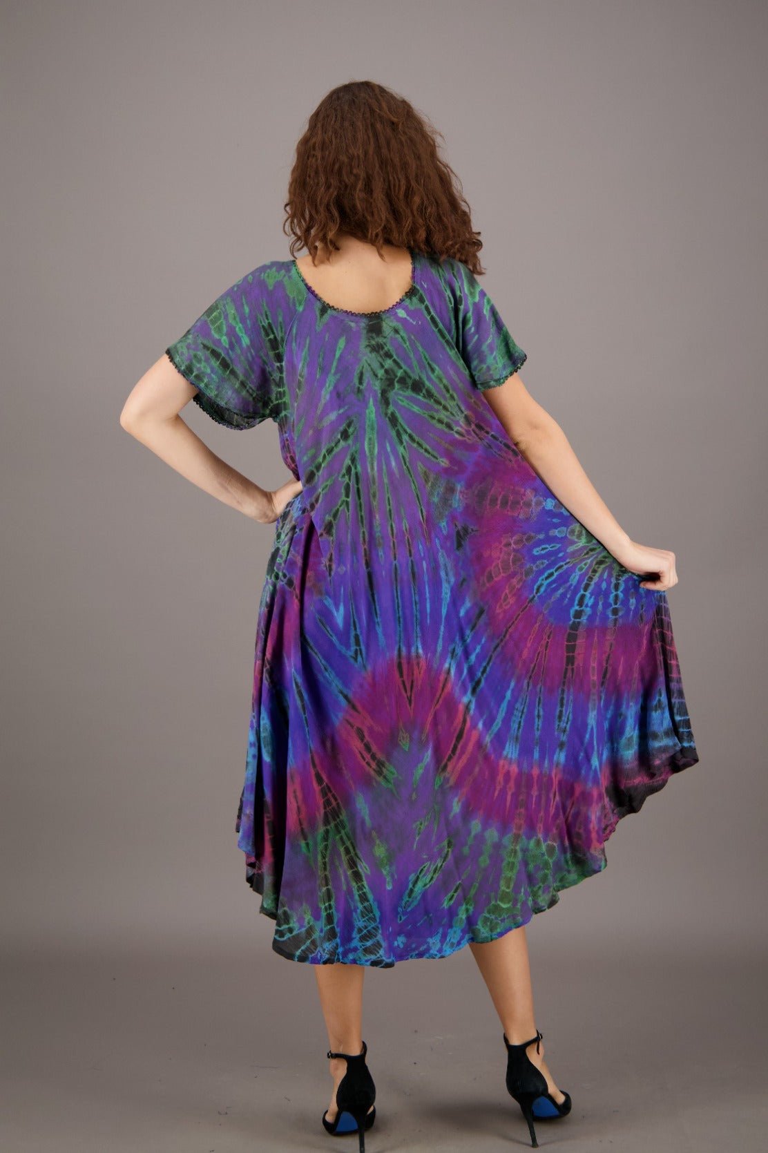Retro Tie Dye Cap Sleeve Dress 24682 - Advance Apparels Inc