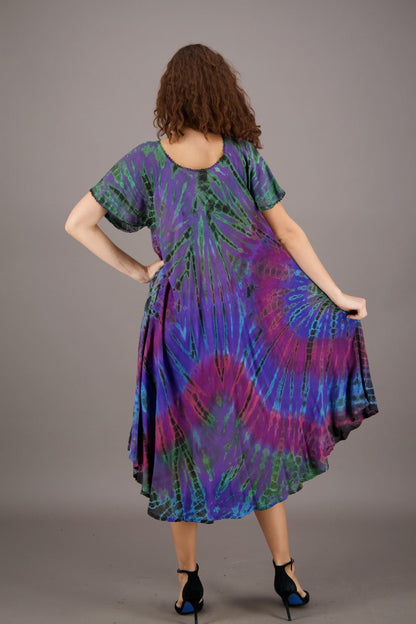 Retro Tie Dye Cap Sleeve Dress 24682 - Advance Apparels Inc