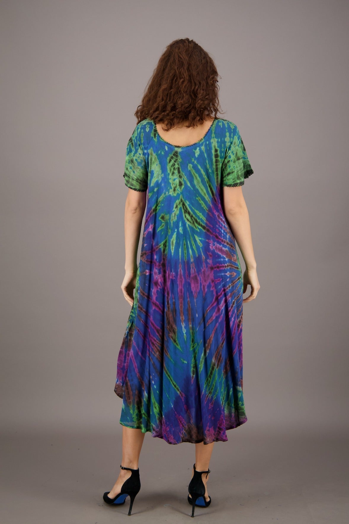 Retro Tie Dye Cap Sleeve Dress 24682 - Advance Apparels Inc
