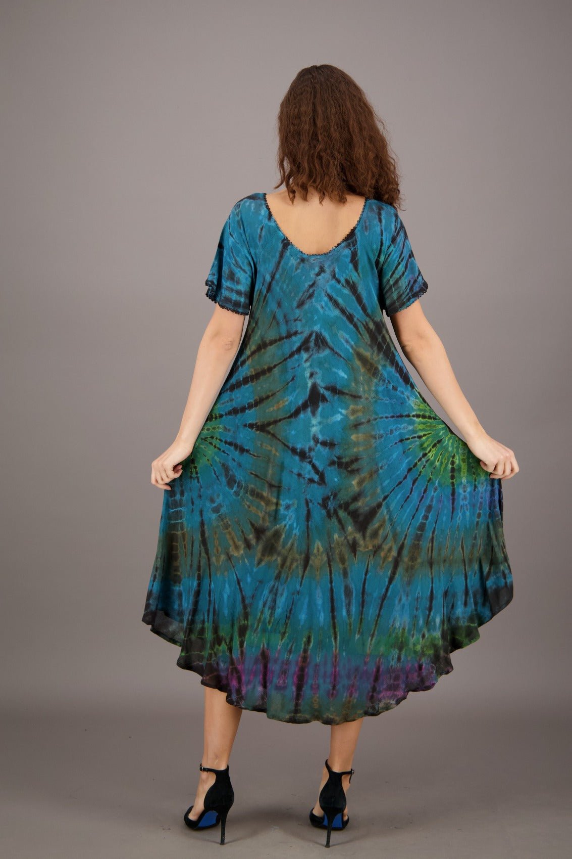 Retro Tie Dye Cap Sleeve Dress 24682 - Advance Apparels Inc