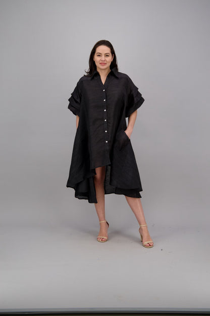 Ruffle Sleeve Button Dress AD25013 - Advance Apparels Inc