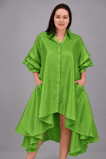 Ruffle Sleeve Button Dress AD25013 - Advance Apparels Inc