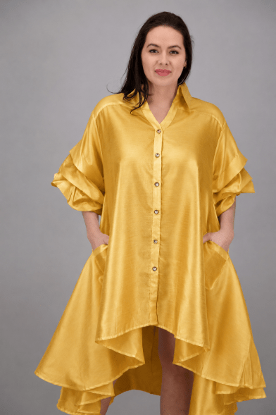 Ruffle Sleeve Button Dress AD25013 - Advance Apparels Inc