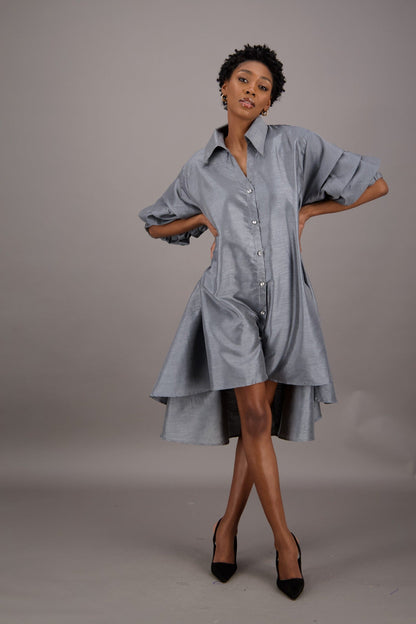 Ruffle Sleeve Button Dress AD25013 - Advance Apparels Inc