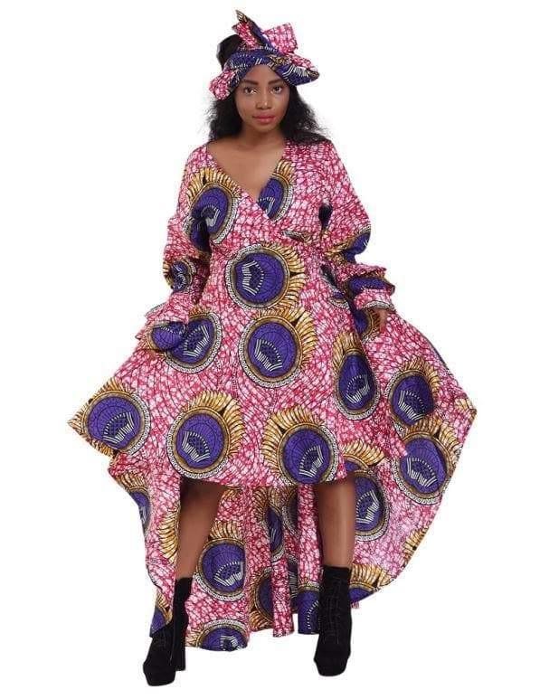 Ruffle Sleeve Hi-Low Ankara Print Dress 2244 - Advance Apparels Inc