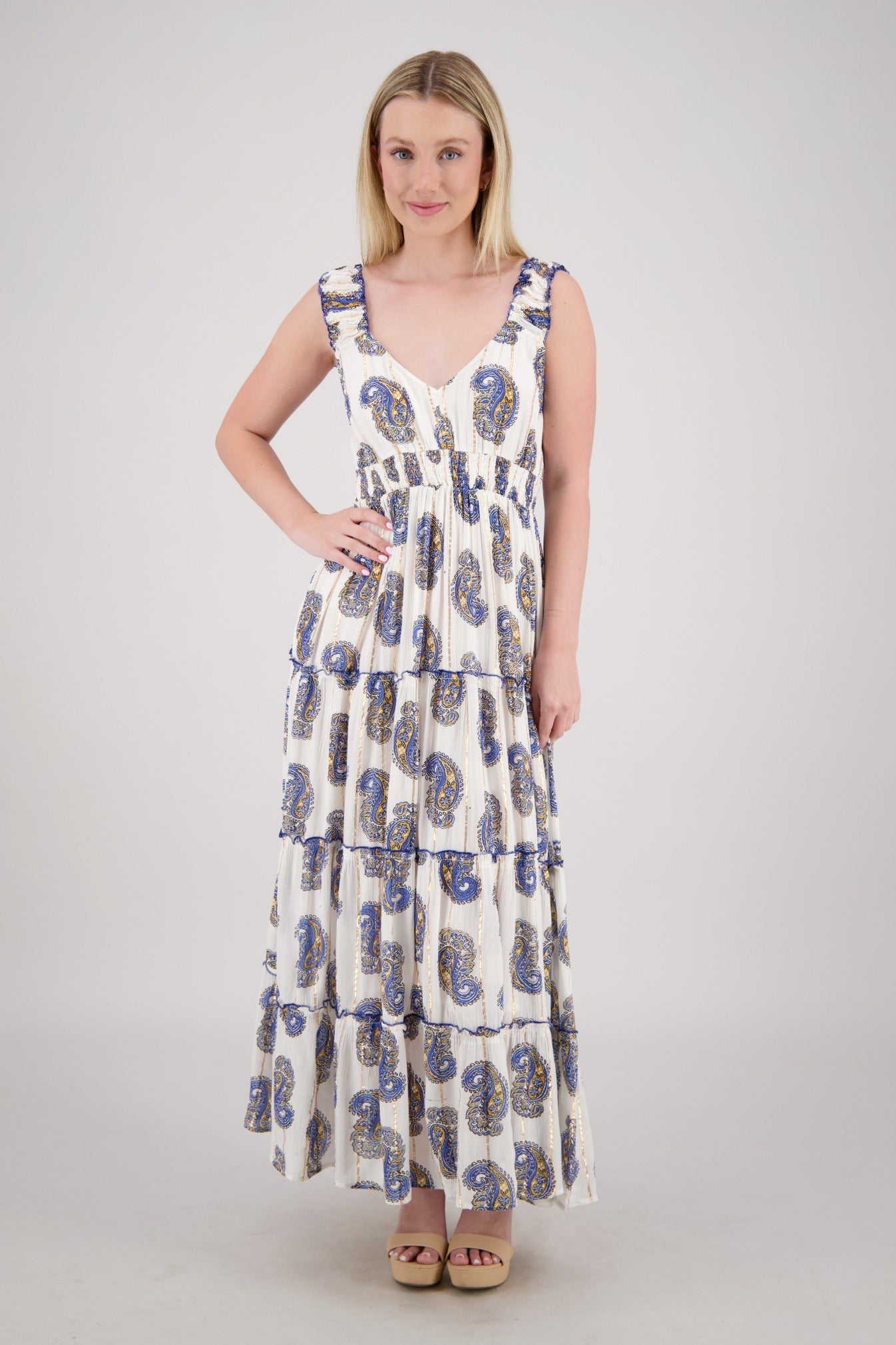 Sariyah Paisley Tiered Maxi - Advance Apparels Inc