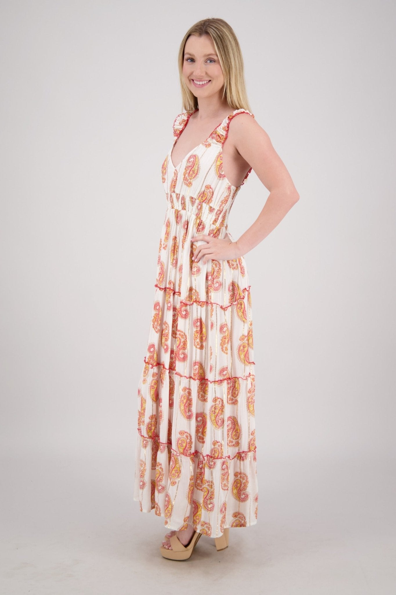 Sariyah Paisley Tiered Maxi - Advance Apparels Inc