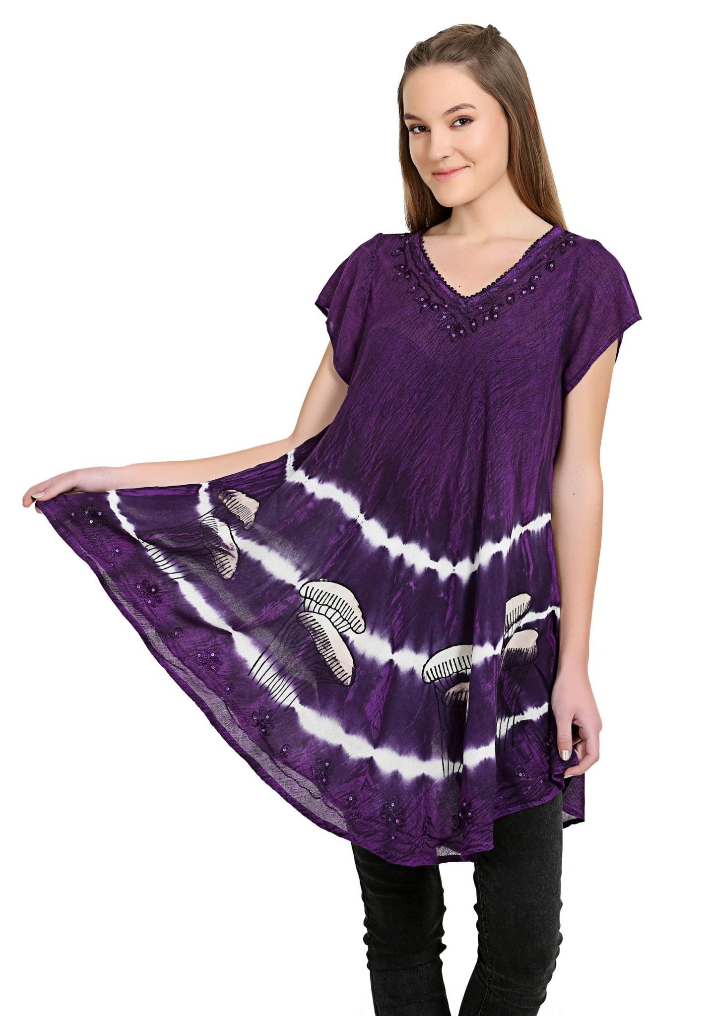 Seashell Print Longline Blouse 19227 - Advance Apparels Inc