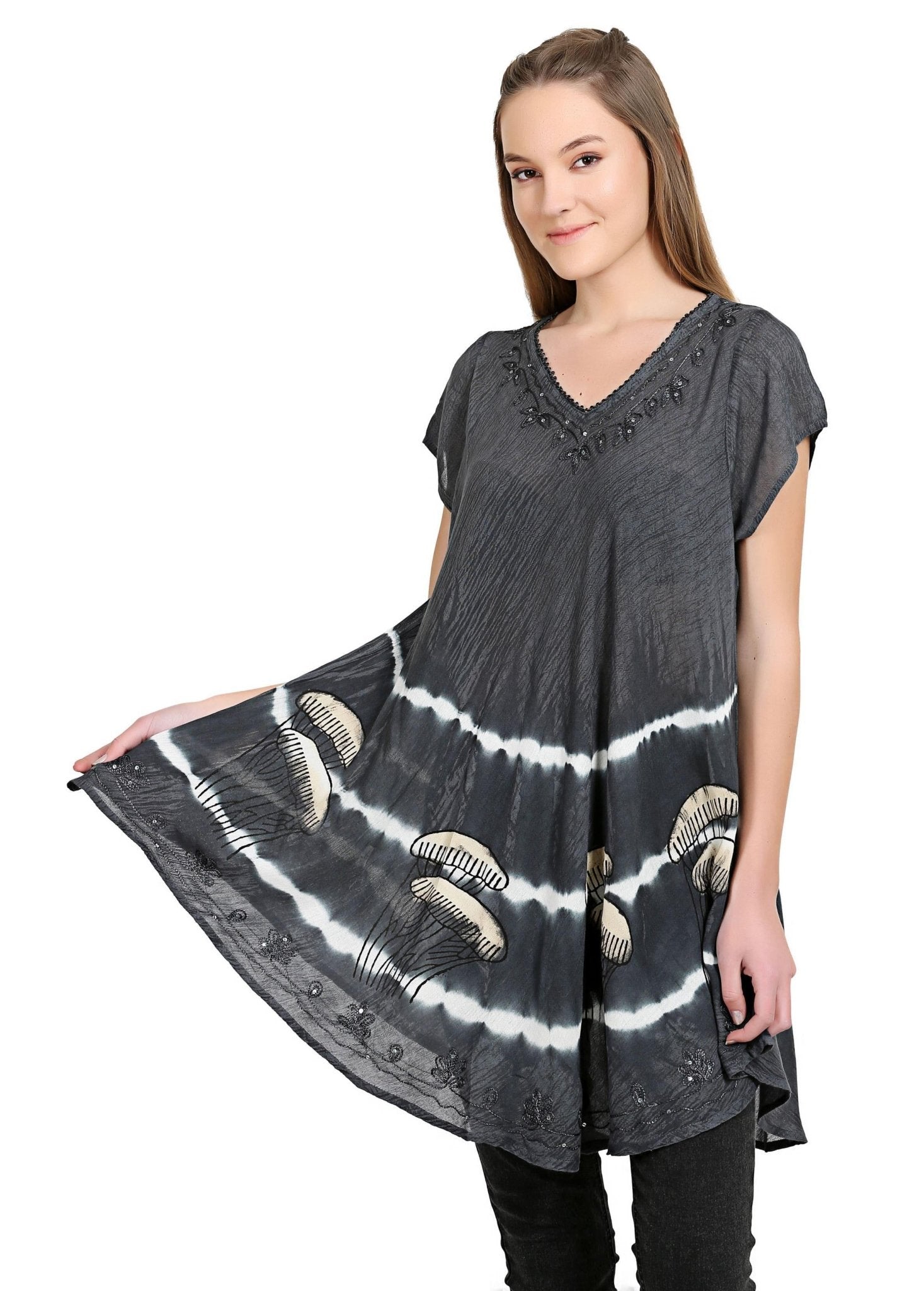 Seashell Print Longline Blouse 19227 - Advance Apparels Inc