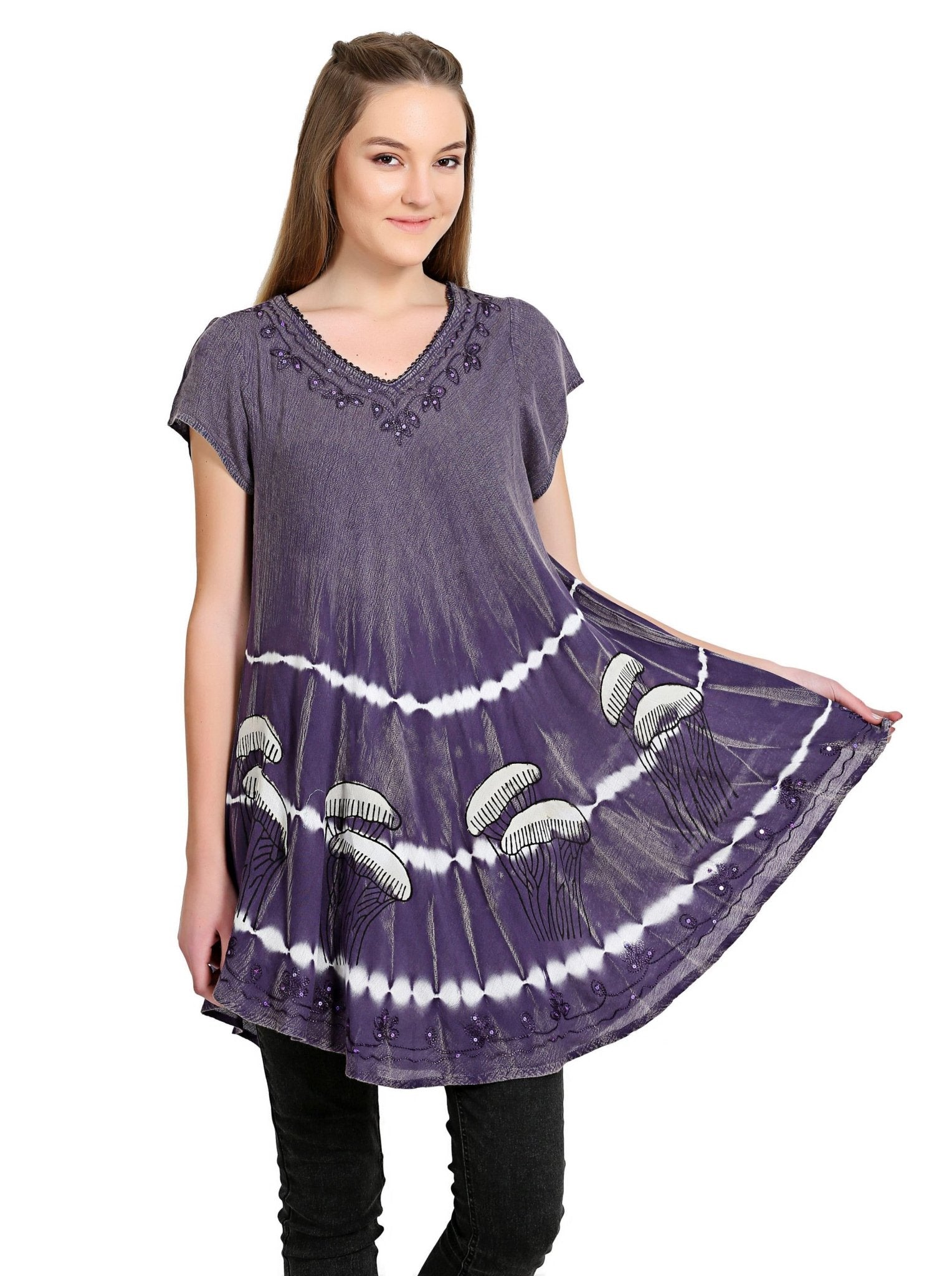 Seashell Print Longline Blouse 19227 - Advance Apparels Inc